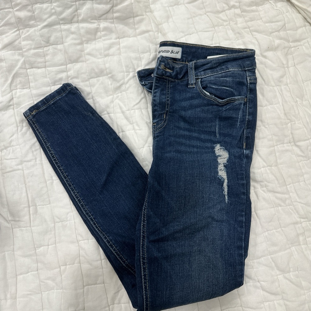 Studio Blue Skinny Jeans with Distressed Details